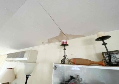Close up photos of a cenec ceiling with water leak damage that was later replaced by Mckeague Drywall in Kamiloiki oahu hawaii